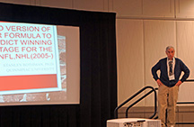 Professor Stanley Rothman, aka Dr. Stan the Stats Man, speaks at the 2017 Joint Math Convention in Atlanta.